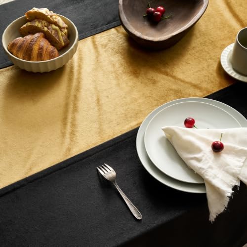 Black and Gold Velvet Tablecloths Rectangular Luxury Table Cloth for Events - Image 2