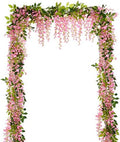Lvydec Wisteria Artificial Flowers Garland, 4 Pcs Total 28.8ft Artificial Wisteria Vine Silk Hanging Flower for Home Garden Outdoor Ceremony Wedding Arch Floral Decor (Pink) by Lvydec