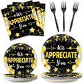 96Pcs We Appreciate You Party Plates Napkins Black Gold Birthday Decoration by CHUNNIN