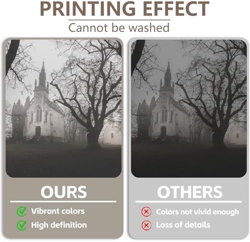 Halloween Gothic Church Backdrop Foggy Cemetery Dark Trees Haunted Chapel Horror Scary Movies Photography Background for Halloween Party Photo Booth Studio Props 20x10ft - Image 5