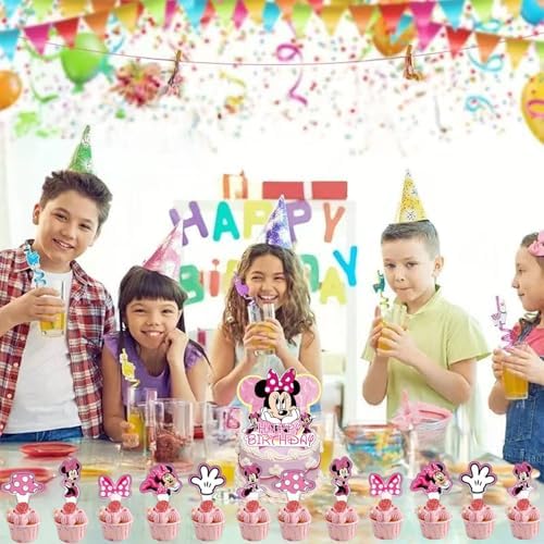 Cute Birthday Party Decorations, Party Supplies Include Birthday Cake Toppers, Tablecloth, Backdrop, Balloons, Cartoon Party Celebrate Supplies - Image 4