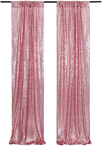 Poise3EHome Fuchsia Pink Sequin Backdrop Curtain, 2 Panels 2Ft x 8Ft Glitter Photography Background for Party Baby Shower Wedding Birthday Christmas Thanksgiving Halloween Decoration by Poise3EHome