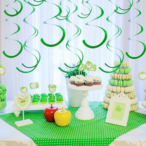 Green Ceiling Swirl Foil Decorations Hanging Plastic Streamer Themed Swirl Party for St. Patrick’s Day Spring Summer Celebration Party Supplies, Pack of 28 - Image 7