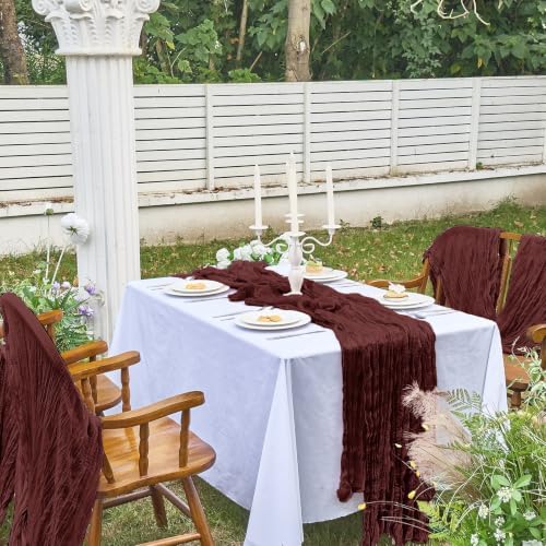 2 Pack Fall Table Runner Burgundy Red Cheesecloth for Home Christmas Party - Image 7