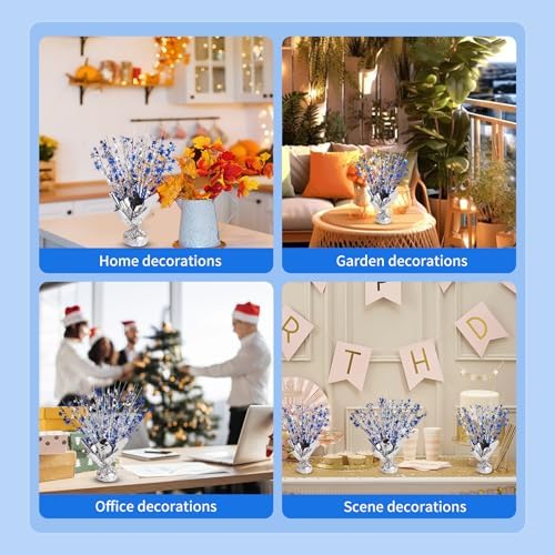 6 Pack Metallic Foil Spary Centerpieces for Tables, Silver Navy Blue Centerpieces for Tables Decorations, Star Brust Table Centerpieces for Birthday Graduation Wedding Baby Shower Party - Image 4