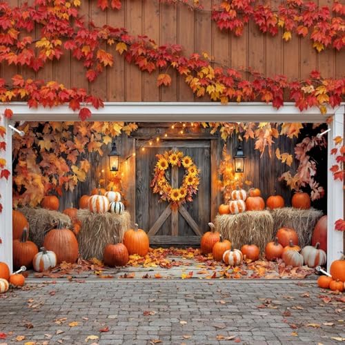 8X6 ft Fall Thanksgiving Garage Door Cover Decorative Pumpkin Banner - Image 7