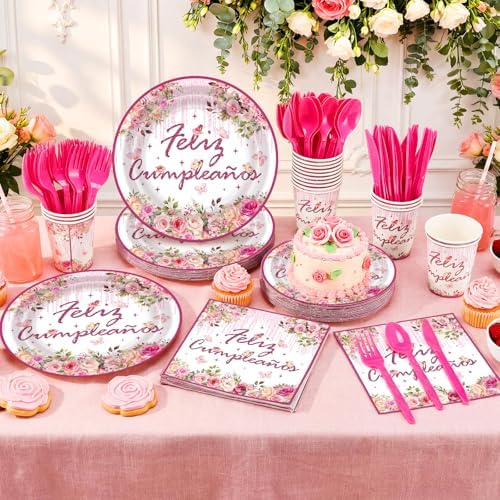 168 Pink Mexican Birthday Party Decorations for Women Serves 24 - Image 3