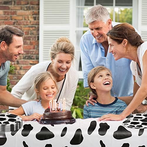 Cow Birthday Party Supplies - Farm Cow Print Birthday Party Tableware Includes 20 Party Plates, 20 Napkins and 1 Tablecloth Perfect for Cow Farm Theme Birthday Parties Decorations - Image 7