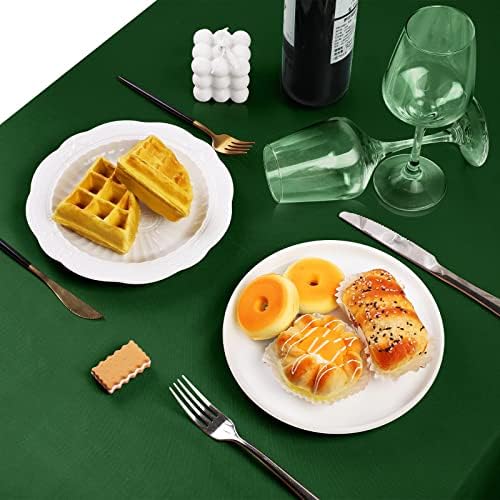 TURSTIN 4 Pack Dark Green Satin Tablecloth 102 x 58'' Overlay Table Cover - Image 5