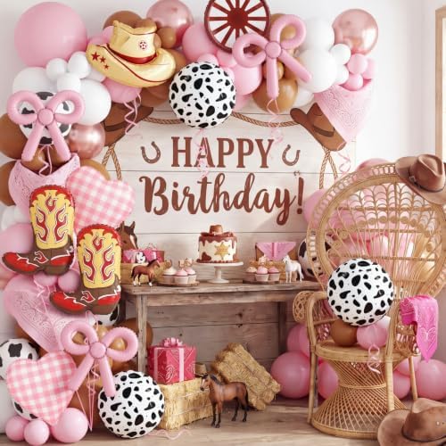 MiniInflat 16 Pcs Pink and Brown Cowgirl Party Balloons Decorations - Image 3