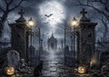 9 x 6 ft Halloween Backdrop Spooky Cemetery Castle Full Moon Pumpkin Black Cat Skeleton Photography Background, Horror Fall Party Decor Photo Booth Props, Kids Birthday Studio Wall Decor Banner by Etsyoki