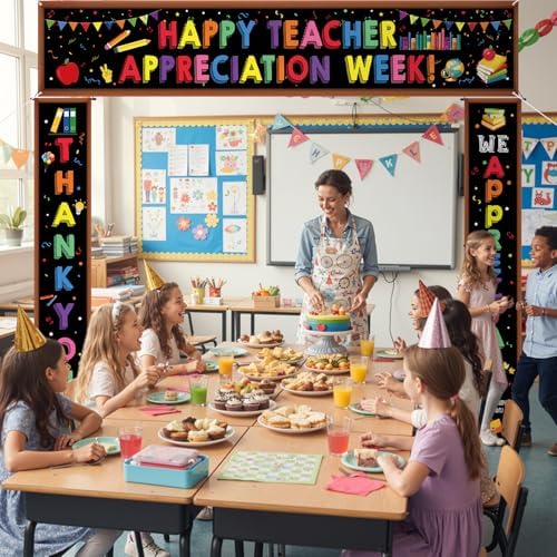 Smoothnovelty 3 Pcs Multicolor Teacher Appreciation Week Banner - Image 5