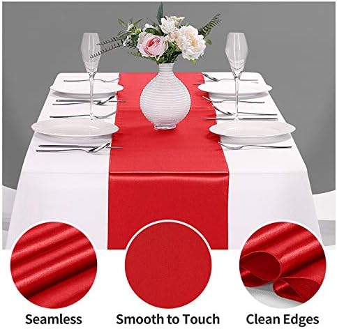 15-Pack Satin Table Runner Red 12 x 108 inches Long, Table Runners for Wedding, Birthday Parties, Banquets Decorations（15 Pack, 12x108 Inch, Red） - Image 2