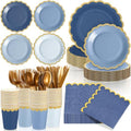 Mimorou 169 Pcs Dusty Blue Plates Napkins Cups Flatware Set by Unknown