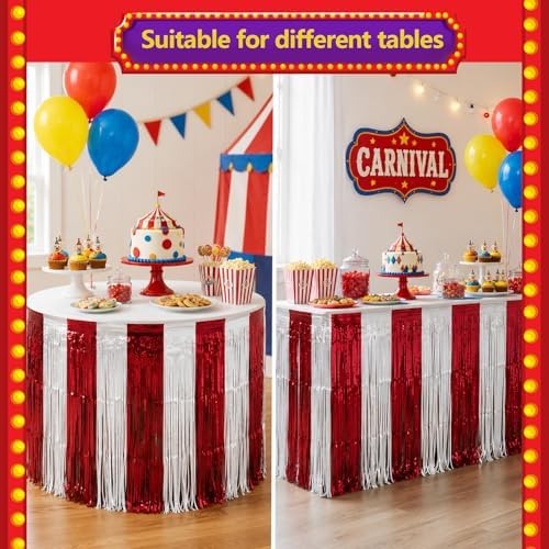 Carnival Circus Theme Table Skirts Birthday Party Decorations, 2 Pack - Image 4