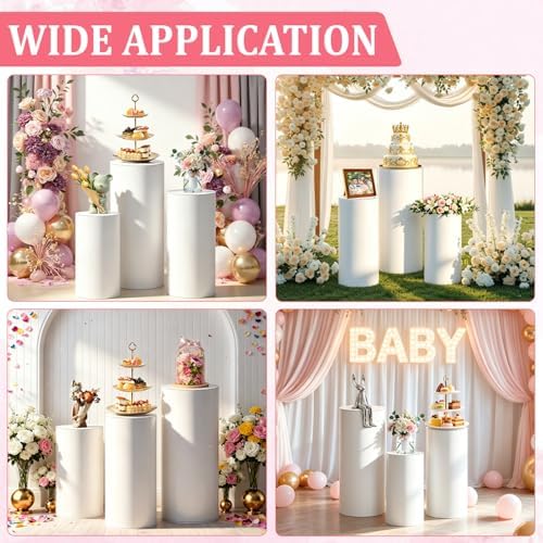 Cylinder Stands for Party, 5Pcs White Cylinder Pedestal Stand, Cilindros Para Fiestas Cake Table Stand Parties Round Cylinder Display Stand for Wedding Birthday Decor 35.4'' 29.5'' 35" 29.5" 23.6" - Image 7