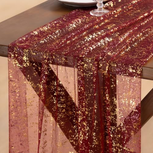 Gold Gauze Table Runner Glitter Fall Wedding Birthday Party Table Decor by Socomi