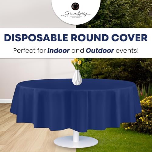 Grandipity Plastic Table Cloth Disposable 12 Pack 84" Round Navy - Image 5