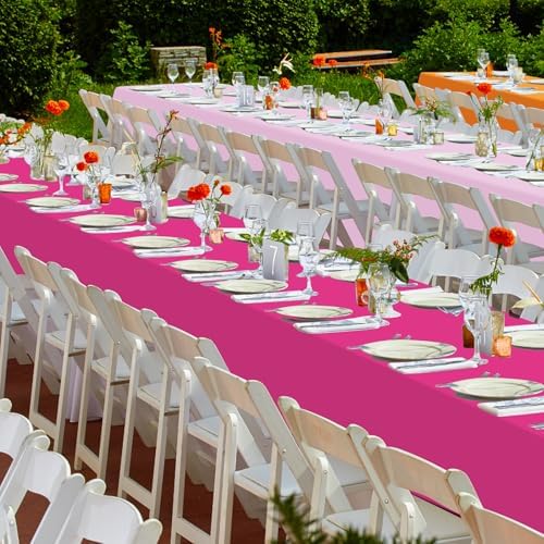 3 Pack Pink and Orange Plastic Tablecloth Party Decorations, Groovy Hot Pink and Orange Disposable Table Cover, Rectangle Table Cloth for Tequila Sunrise Sunset Birthday Party Decorations, 54x108 Inch - Image 6