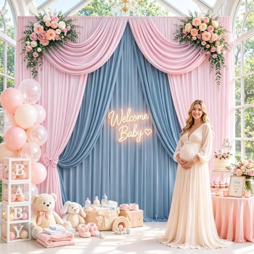 10x12 ft Light Pink Backdrop Curtains for Weddings, Birthdays and Photos - Image 3