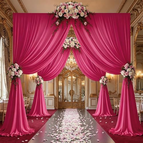 50x10ft Hot Pink Backdrop Curtain Panels for Parties - Wrinkle Free Polyester Photo Curtain Backdrop Wedding Back Drop Fabric Drapes for Party Decorations Background for Photography - Image 6
