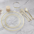 BESTVIP 450PCS Clear Gold Dinnerware Set for 75 Guests, by Bestvip