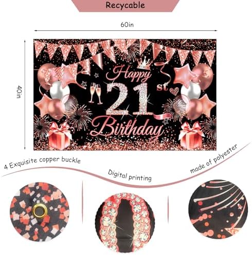 Happy 21st Birthday Decorations for Her, 21 Years Old Decor for Women - Image 5