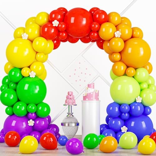 Voircoloria 98pcs Rainbow Balloons Garland Arch Kit, 18 12 10 5 Inch by Voircoloria