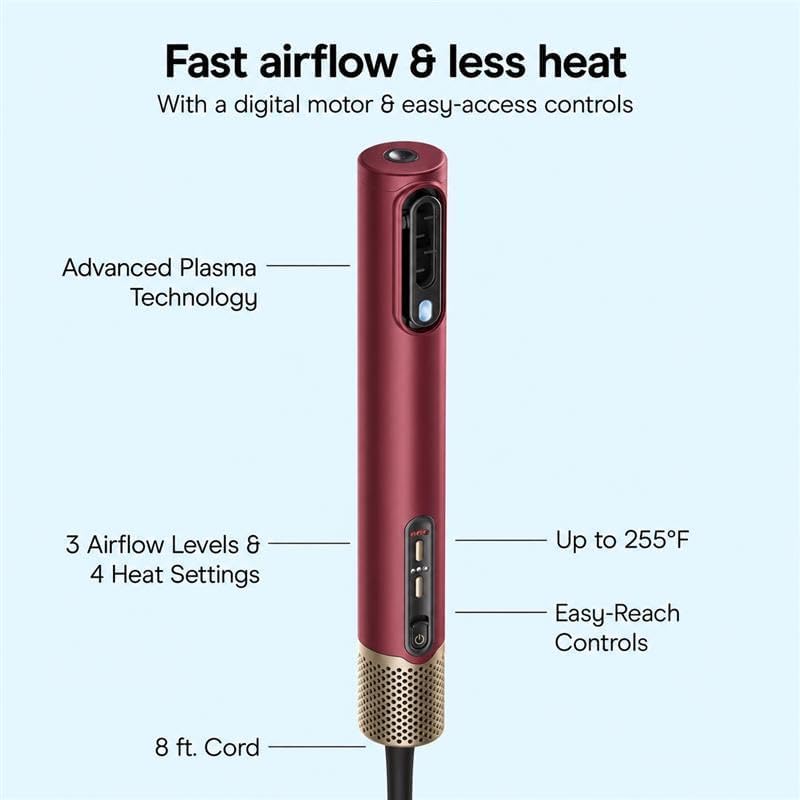 Conair DigitalAire Air Styling System & Bag, 4-in-1, Ionic, Cherry Red - Image 4