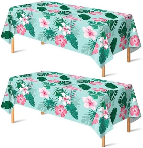 OHOME Luau Party Decorations - Plastic Tablecloth for Tropical Party Decorations | Love Island Hawaiian Themed Palm Leaves Summer Beach Favors Supplies,2 Pack by OHOME