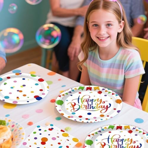 Xynic 214 Pcs Colorful Birthday Decorations Girl Tableware Set, Serves 25 - Image 6