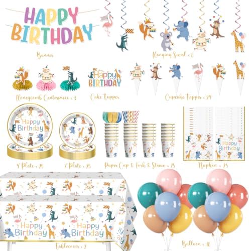 Xynic 207pcs Party Animal Birthday Decorations Tableware Set, for 25 Guests - Image 2