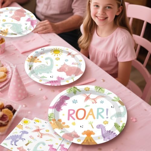 Xynic Pastel Pink Dinosaur Birthday Decorations for Girl Dino Party - Image 5