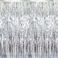 GOER 3.2 ft x 8.2 ft Metallic Tinsel Foil Fringe Curtains Party Photo Backdrop Party Streamers for Birthday,Graduation,New Year Eve Decorations Wedding Decor (Silver,5 pcs) by GOER