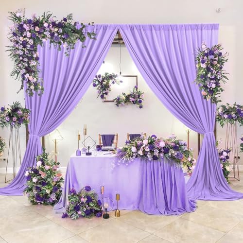 AK TRADING CO. 10 feet x 10 feet Polyester Backdrop Drapes Curtains Panels with Rod Pockets - Wedding Ceremony Party Home Window Decorations - Lavender - Image 4