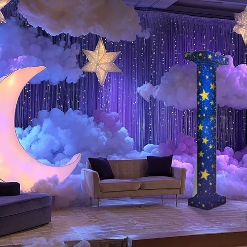 Leinuosen 5.8 ft Star Starry Night Party Decorations Tall Column Cardboard Stand-up Cutout Large Life Size Twinkle Little Star Column Stand Backdrop Photo Prop Standup Movie Night Birthday Homecoming - Image 3
