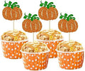24Pcs Pumpkin Cupcake Toppers Glitter Fall Theme Cupcake Picks Pumpkin Themed Baby Shower Birthday Thanksgiving Halloween Party Cake Decorations Supplies Orange by Ephlyn