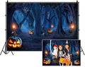 Renaiss Halloween Backdrop Spider Web Trees Grimace Pumpkin Lamp Gloomy Forest Photography Background Creepy Moonlight Woods Halloween Birthday Dress Up Party Decor 10x8ft Photo Booth Props Wallpaper by Renaiss
