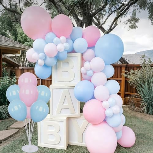 6 Set Balloon Stand Kit for Table Centerpieces With Balloon and Base Party Decorations for Birthday Wedding Retirement Graduation Baby Shower (Blue and Pink) - Image 2