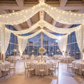 6 Panels Beige Ceiling Curtains with Lights for Weddings - 5ftx20ft Wrinkle-Free Tulle Fabric Wedding Arch Draping Ceiling Drapes Decorations for Wedding Party Ceremony Stage Tent Event by Unknown