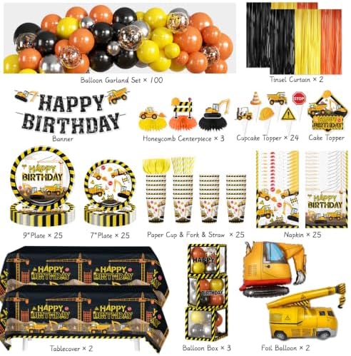 289Pcs Construction Birthday Party Supplies, All-in-One Set for 25 Guests - Image 2