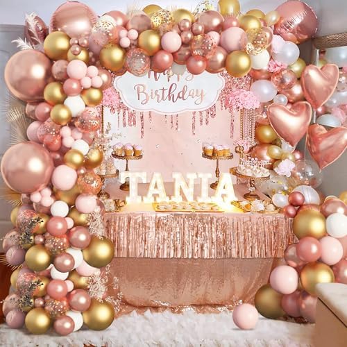 Rose Gold Party Decorations 4Pack 48FT - Wedding Decorations - Bachelorette Party Supplies - Rose Gold Backdrop - Photo Booth Decorations - Birthday Tinsel Garland - Image 2