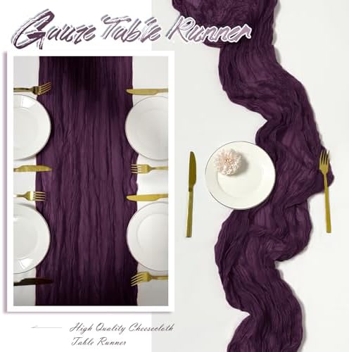 30 Pack Dark Purple Cheesecloth Table Runner 17 x 108 inch Cheese Cloth Table Runners 9ft Terracotta Table Runner Rustic Romantic Sheer Gauze Runner for Wedding Party Baby Shower Table Decoration - Image 6