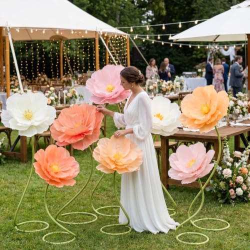 8 Pcs 5ft Large Multicolor Poppy Flowers Giant Artificial Poppy - Image 3