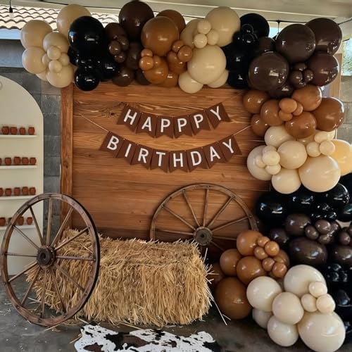 Black and Brown Balloon Garland Arch Kit, 105 PCS Black Brown and Nude Beige Balloon Different Size for Western Farm First Rodeo Wild West Cowboy Baby Shower Birthday Party Decorations - Image 2