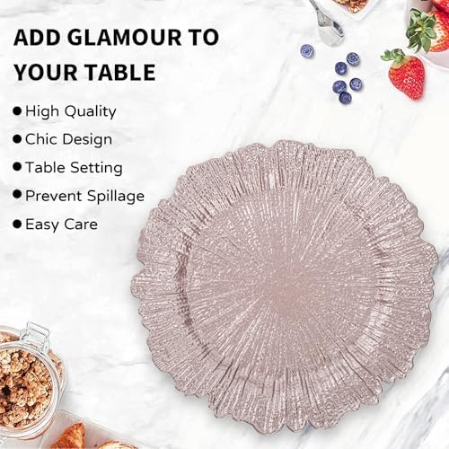 MAONAME Pink Charger Plates Set of 6, Reef Chargers for Dinner Plates - Image 5