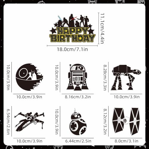 140 Galaxy Wars Birthday Party Decorations, All-in-One Party Supplies Set with Banner, Plates, Cups, Napkins, Balloons, Tablecloth, Hanging Swirls Stickers,Cake Topper,Star Theme Party Tableware Kit - Image 5