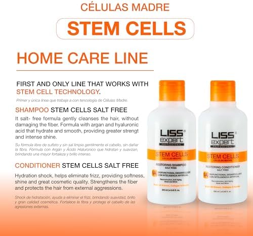 Liss Expert Professional Stem Cells Smoothing Treatment – Frizz-Free Repair & Shine – ONE Shoulder Length Applic– plus salt free shampoo and conditioner - Image 4