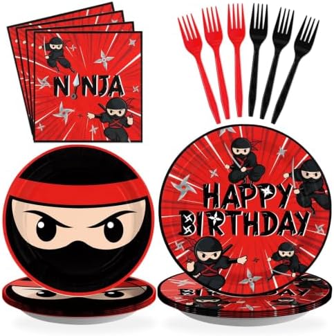 96 Pcs Ninja Birthday Party Decorations for Karate Party , Serve 24 by Grencian