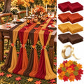 Cinrobiye Fall Table Decorations Set with 8 Pcs Colorful Chiffon Table Runners Artificial Maple Leaves Decorative Ribbon for Thanksgiving Autumn Harvest Wedding Party Home Seasonal Decor by Cinrobiye